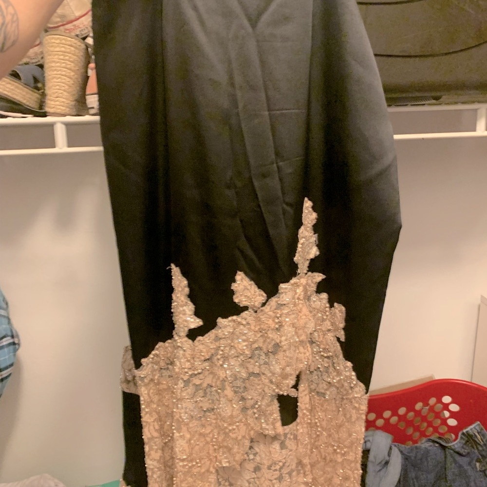 Black a- line skirt with beading at the bottom